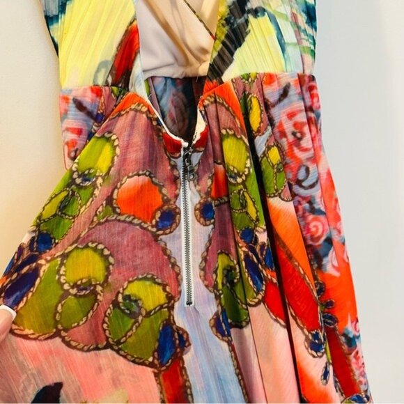 Alice + Olivia Orly Lola Lady Dress Size 2 Boho Resort Maxi Handkerchief Hem - Picture 10 of 14